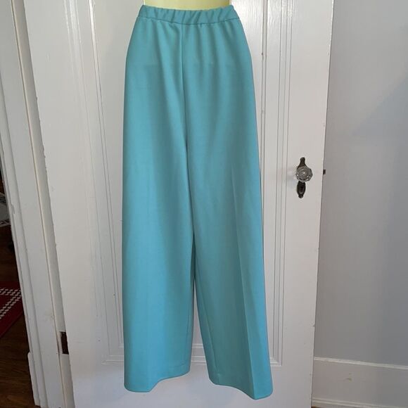 Vtg 80s Vera mint green polyester wide leg pull on pants - Picture 4 of 6